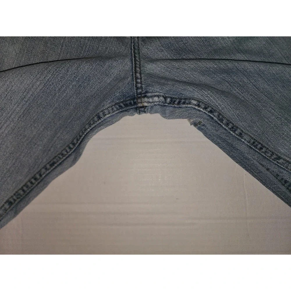 Y2K Aéropostale Men's Light Blue Benton Bootcut Jeans 33x34 Distressed Thrashed